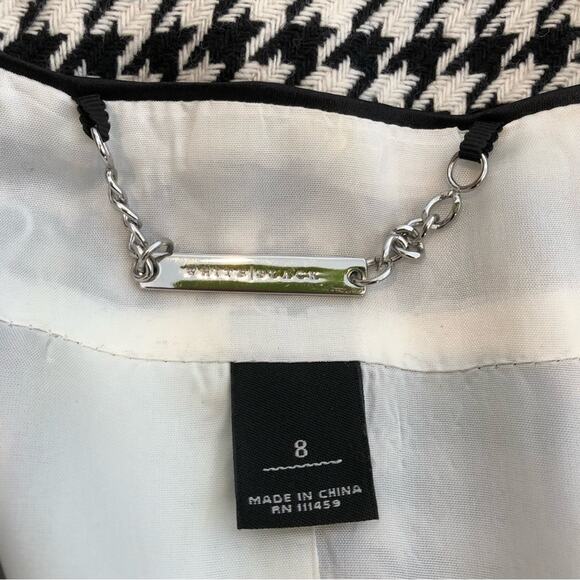 WHBM black and white houndstooth ruffle trim blazer size 8 - Picture 16 of 16